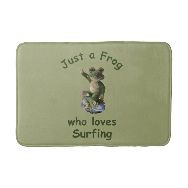 Funny surfing Kawai frog Bath Mat (Front)