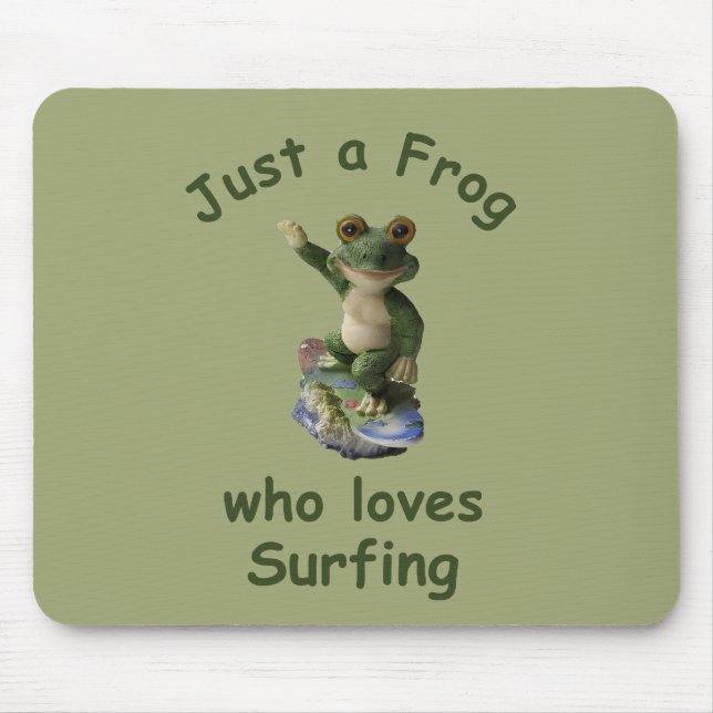 Funny surfing Kawai frog Mouse Mat (Front)