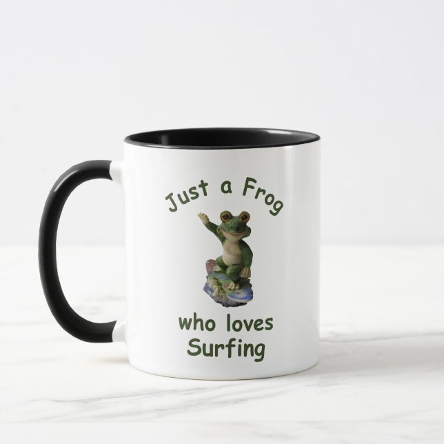 Funny surfing Kawai frog Mug (Left)