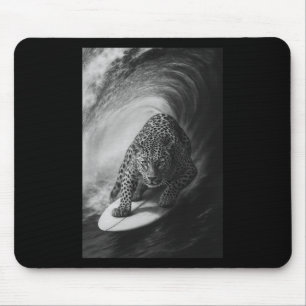 Funny Surfing Leopard Selfie On Surfboard Safari A Mouse Mat