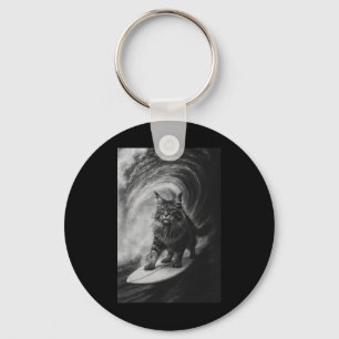 Funny Surfing Maine Coon Cat Selfie Beach Animal M Key Ring