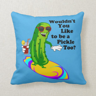 Funny Surfing Pickle Pillow