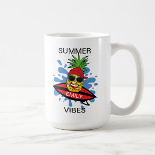 Funny Surfing Pineapple Coffee Mug