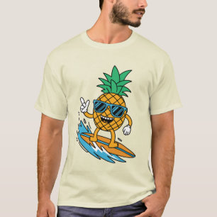 Funny Surfing Pineapple T-Shirt Tropical Surf Tee