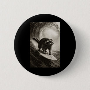 Funny Surfing Raccoon Selfie On Surfboard Beach An 6 Cm Round Badge