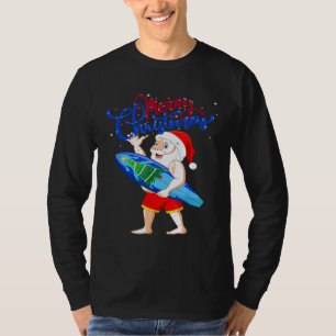 Funny Surfing Santa Claus Hawaiian Christmas Surfb T-Shirt