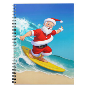 Funny Surfing Santa Claus Notebook