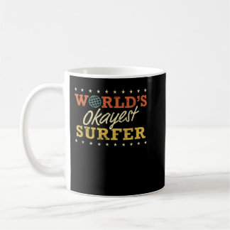 Funny Surfing World’s Okayest Surfer Retro Vintage Coffee Mug