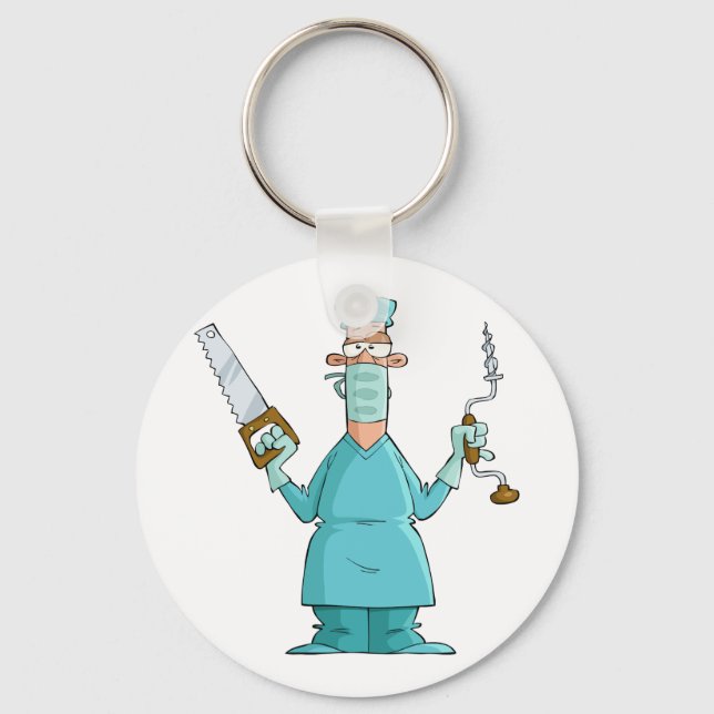 Funny Surgeon Cartoon Hilarious Medical Humour  Key Ring (Front)