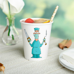 Funny Surgeon Cartoon Hilarious Medical Humour Paper Cups