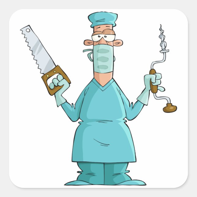 Funny Surgeon Cartoon Hilarious Medical Humour  Square Sticker (Front)