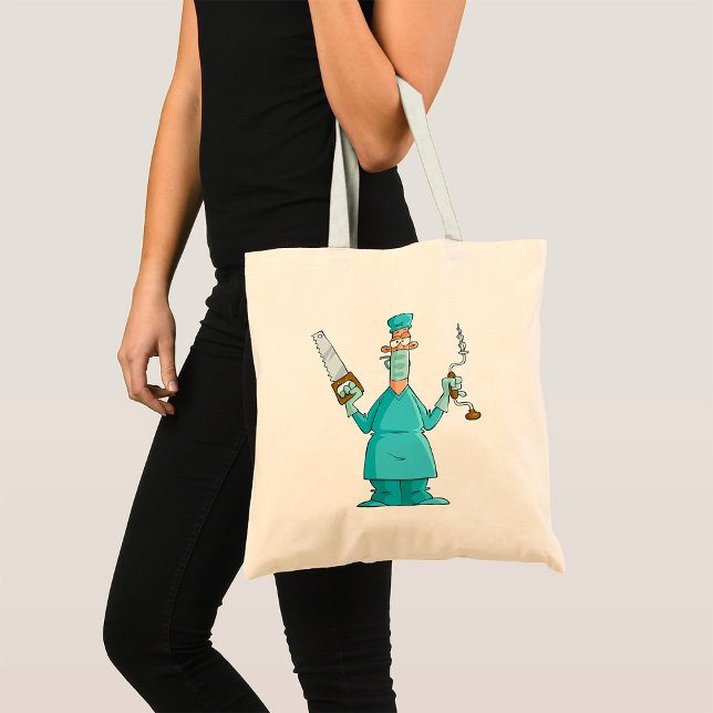 Funny Surgeon Cartoon Hilarious Medical Humour  Tote Bag (Creator Uploaded)