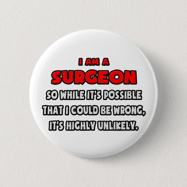 Funny Surgeon .. Highly Unlikely 6 Cm Round Badge (Front)