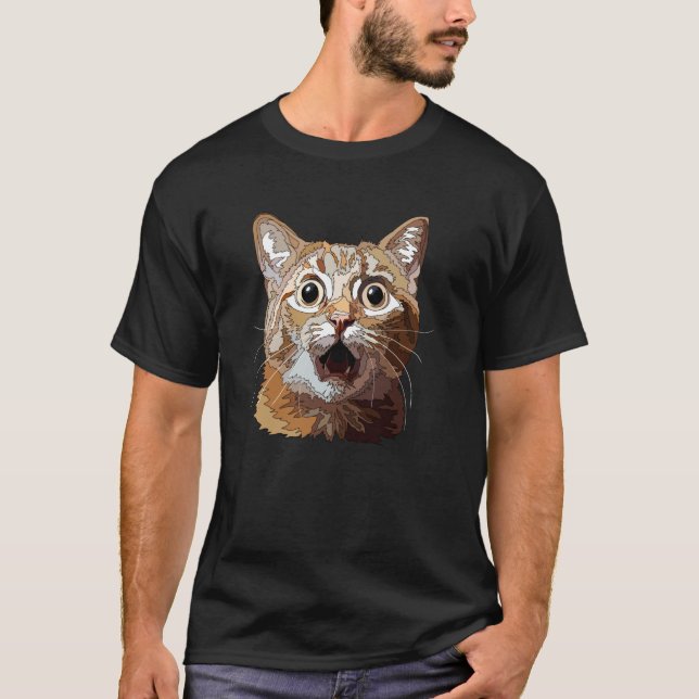 Funny Surprised Cat T-Shirt (Front)