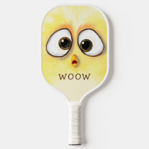 Funny Surprised Chicken Pickleball Paddle Cartoon
