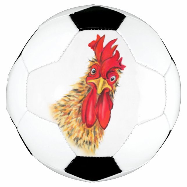 Funny Surprised Curious Rooster - Fun Drawing Football (Front)