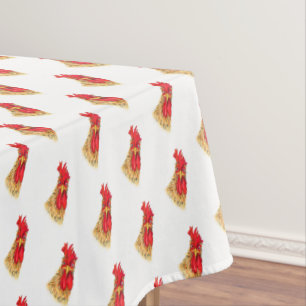 Funny Surprised Curious Rooster - Fun Farm Tablecloth