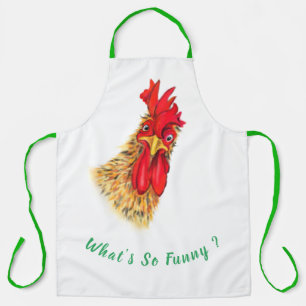 Funny Surprised Curious Rooster - What's So Funny  Apron