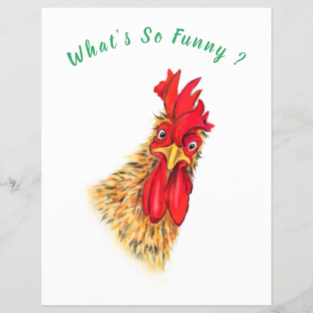 Funny Surprised Curious Rooster - What's So Funny  Flyer (Front)