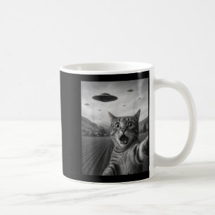 Funny Surprised Ed Cat Selfie With Alien Ufo Cat U Coffee Mug