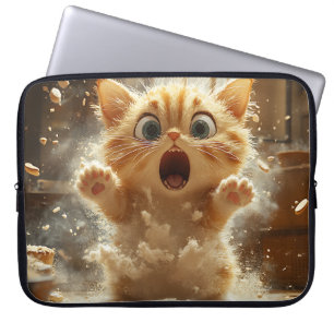 FUNNY SURPRISED FAT KITTY CAT LAPTOP SLEEVE