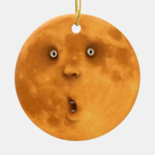 Funny Surprised Full Moon Face Ornament