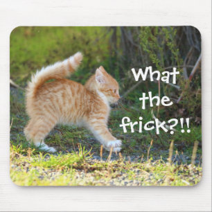 Funny Surprised Ginger Kitten. What the frick? Mouse Mat