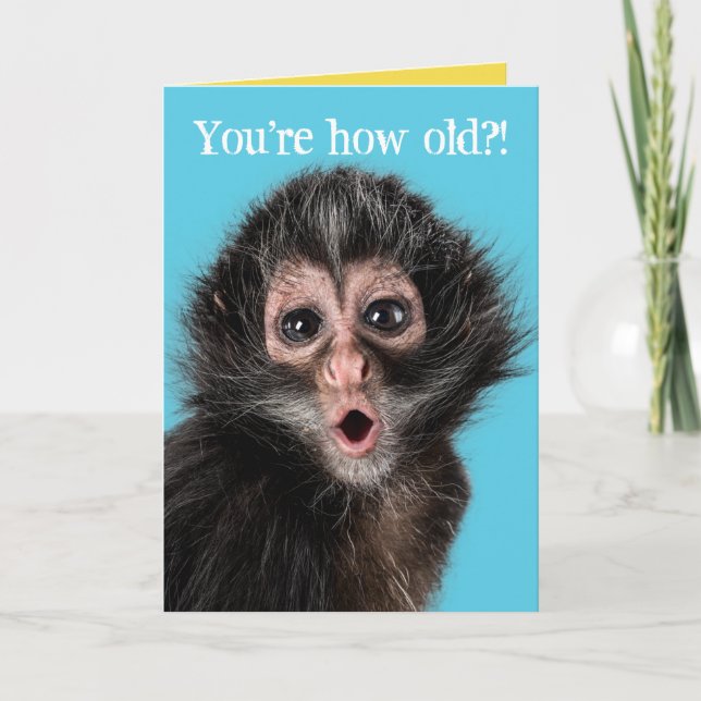 Funny Surprised Monkey Two Expressions Birthday Card (Front)