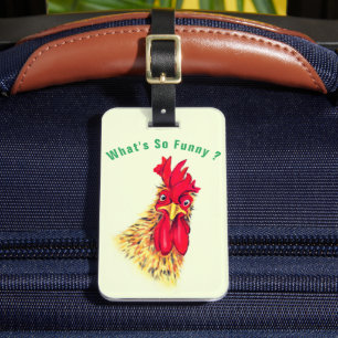 Funny Surprised Rooster Luggage Tag - Custom Text
