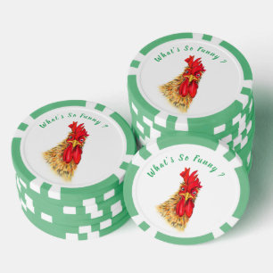 Funny Surprised Rooster Poker Chips - Custom Text