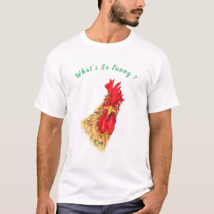 Funny Surprised Rooster T-Shirt - Custom Text