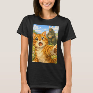 Funny Surprised Scared Cat Selfie with Easter T-Shirt