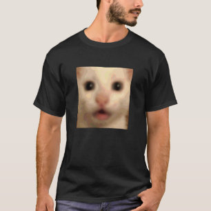 Funny Surprised White Kitten Cat Blurry Meme T-Shirt