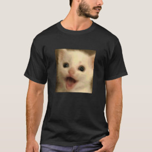 Funny Surprised White Kitten Cat Blurry Photo Meme T-Shirt