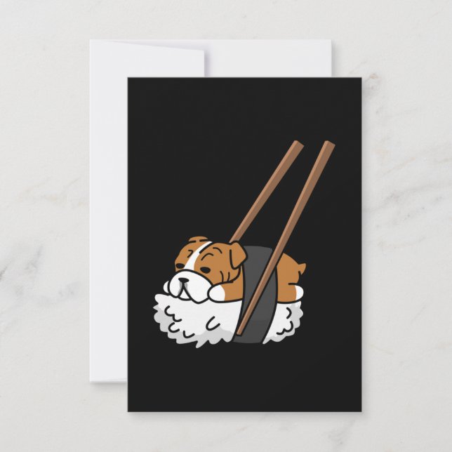 Funny Sushi Bulldog Thank You Card (Front)