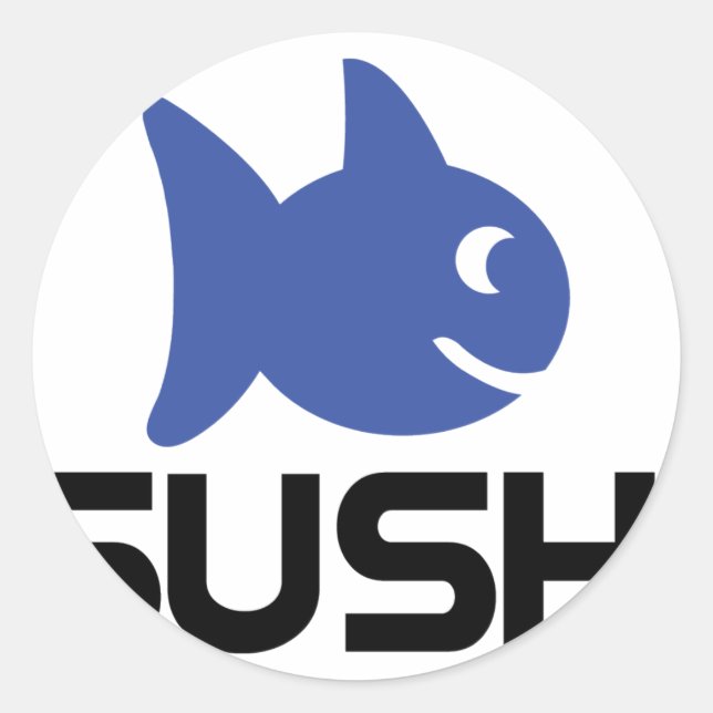 funny sushi fish icon classic round sticker (Front)