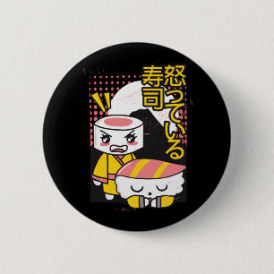 Funny Sushi Karate Fighters Cartoon Design 6 Cm Round Badge