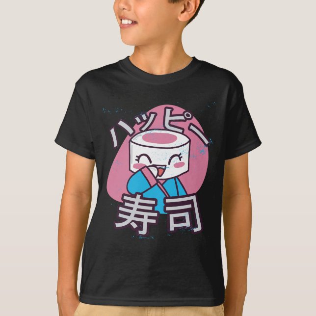 Funny Sushi Master Cartoon Design T-Shirt (Front)