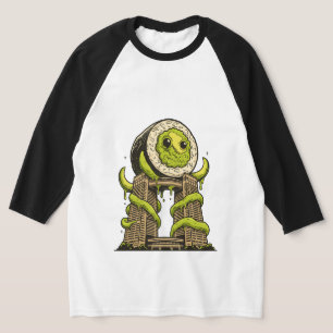 Funny Sushi Monster Kaiju Urban Attack Design T-Shirt