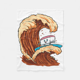 Funny Sushi Surfer Riding Soy Sauce Wave Art Fleece Blanket