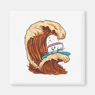 Funny Sushi Surfer Riding Soy Sauce Wave Art  Magnet