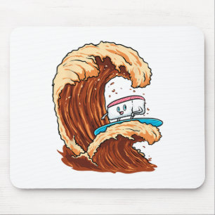 Funny Sushi Surfer Riding Soy Sauce Wave Art Mouse Mat