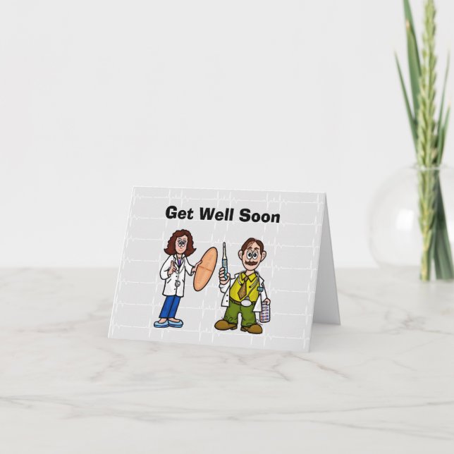 Funny Swallowing Pills Get Well Card (Front)