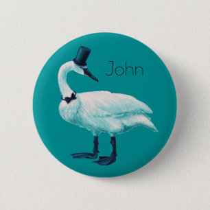 Funny Swan Birdwatching 6 Cm Round Badge