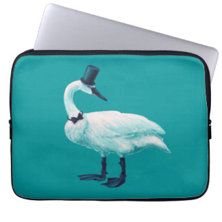 Funny Swan Birdwatching Laptop Sleeve