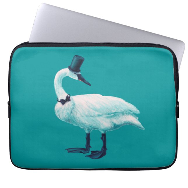 Funny Swan Birdwatching Laptop Sleeve (Front)