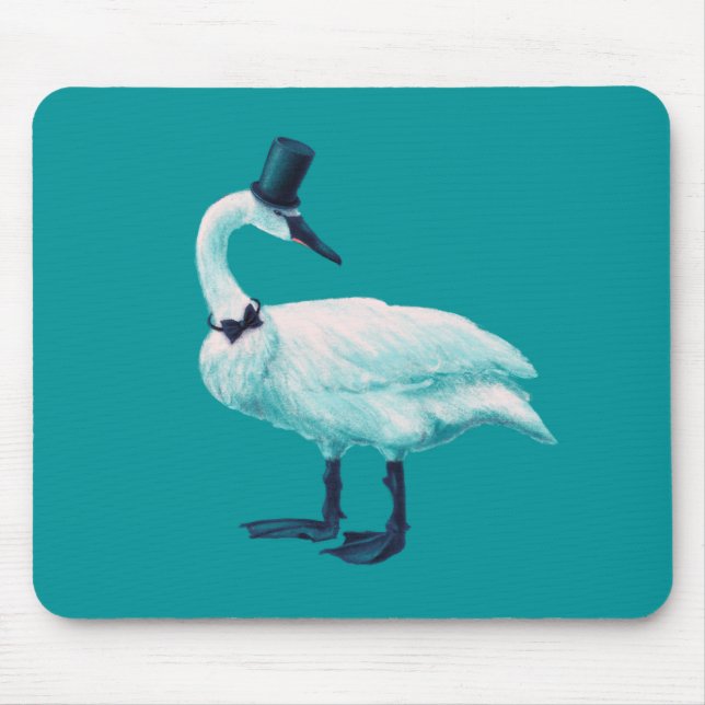 Funny Swan Birdwatching Mouse Mat (Front)