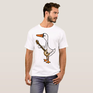 Funny Swan Playing Banjo Cartoon T-Shirt