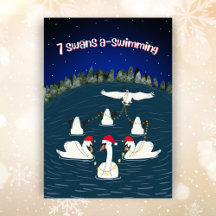 Funny Swans Swimming 12 Days of Christmas Flat