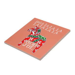 Funny Swedish Christmas God Jul Dala Horse Dalahos Tile